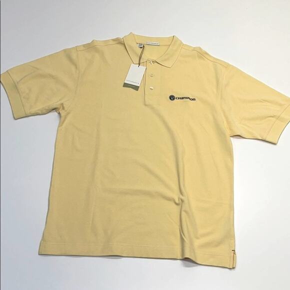 CHAMPION / CUTTER & BUCK Mens XL Yellow Polo Shirt - Picture 2 of 4